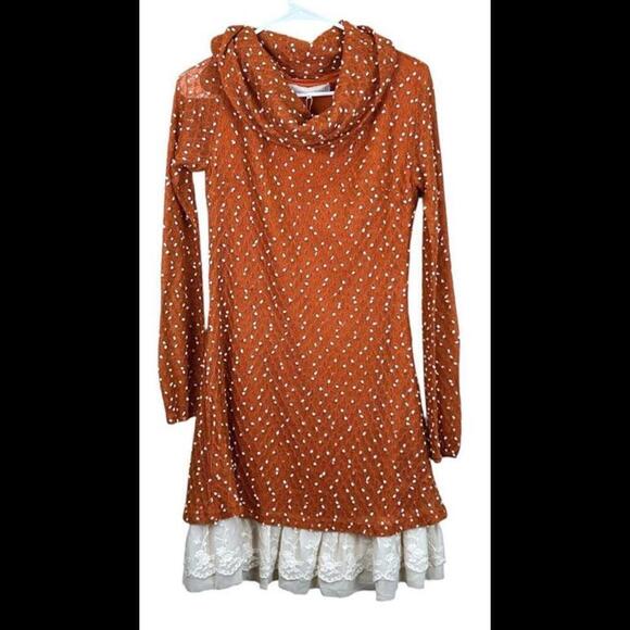Anthropologie A’reve Burnt‎ Orange NWT Long Sleeve Cowl Neck Dress Size S - Picture 1 of 5